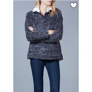 PEACH LOVE CA charcoal gray faux Sherpa pullover